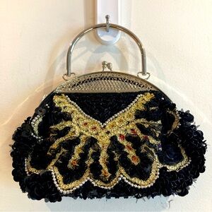 MINI HANDBAG Sequin Sparkly Mesh Metal Coin Purse Closure